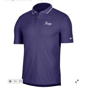 TCU Frogs Vault Nike DriFit Polo - cursive frogs
